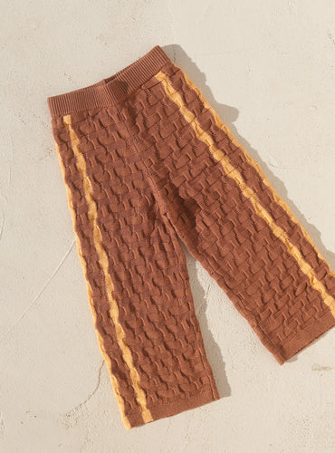 Twin Stripe Knit Pant | Brown & Orange