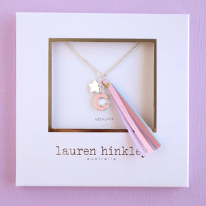 Pink Glitter Initial Necklace