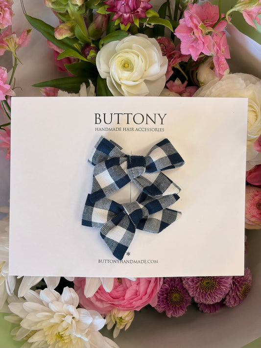 Piggy Bows | Navy Gingham