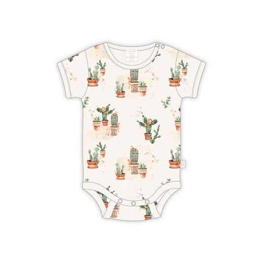 Happy Cactus - Bamboo Bodysuit SIZE NB and 1YR