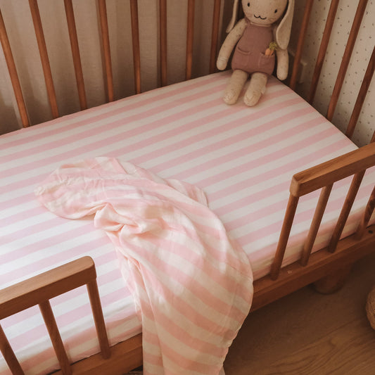 Petal Stripe Organic Fitted Cot Sheet