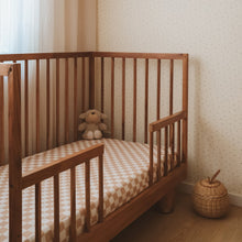 Load image into Gallery viewer, Caramel Check Organic Fitted Cot Sheet