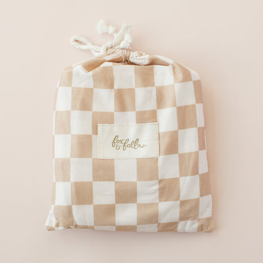 Caramel Check Organic Fitted Cot Sheet