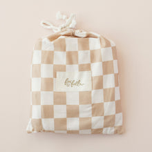 Load image into Gallery viewer, Caramel Check Organic Fitted Cot Sheet