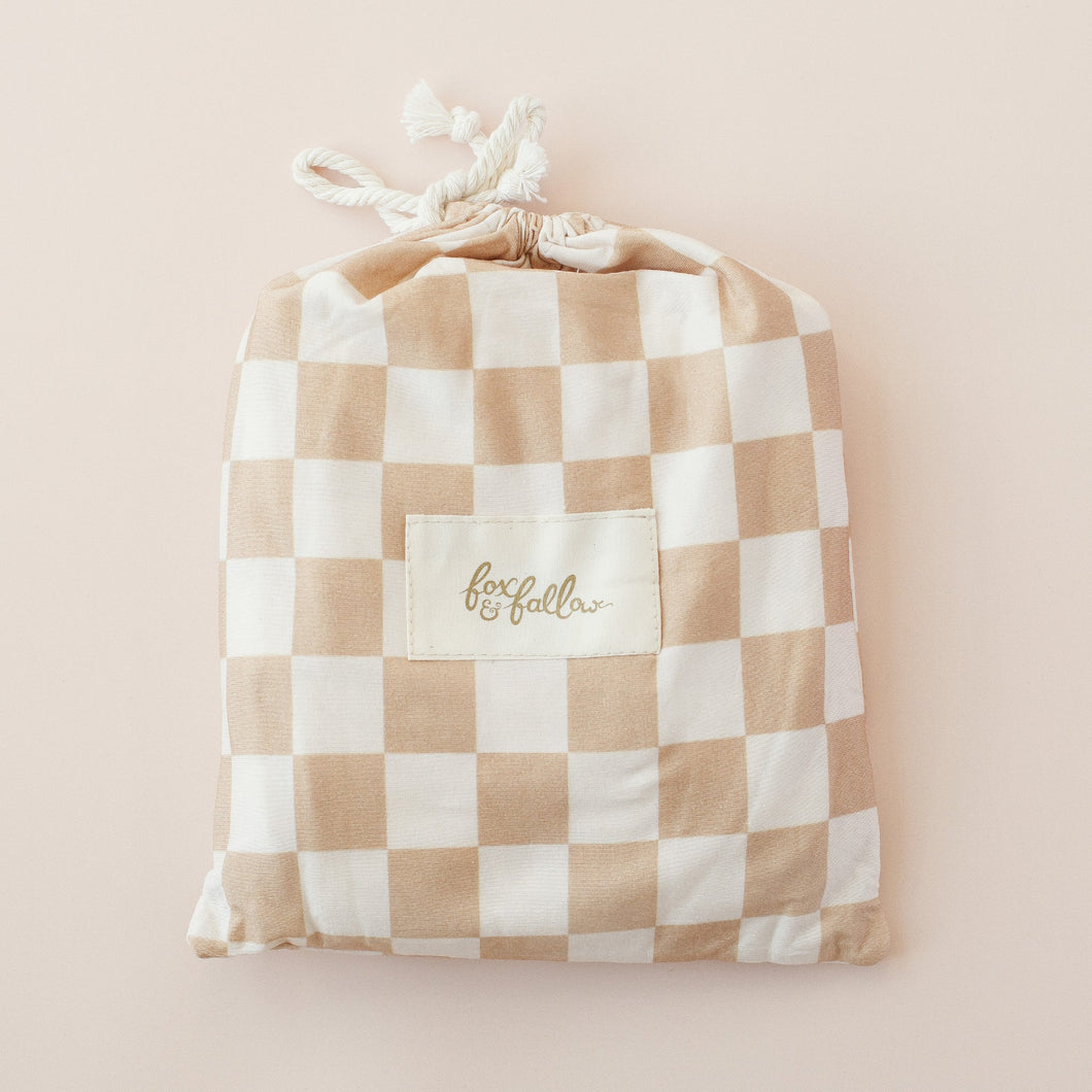 Caramel Check Organic Fitted Cot Sheet