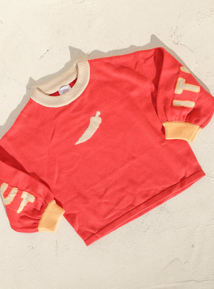 It's Chilly Out Pullover | Red & Cream