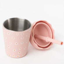 Load image into Gallery viewer, Pink Daisy Mini Smoothie Cup and Straw