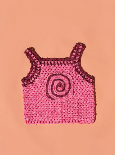 Plum and Pink Swirl Crochet Top