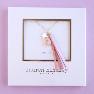 Pink Glitter Initial Necklace