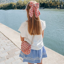 Load image into Gallery viewer, Gingham Ruffle Long Bow Clip