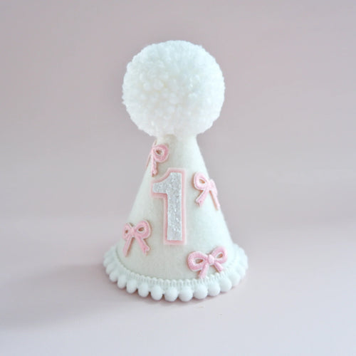 White Pink Bow Party Hat