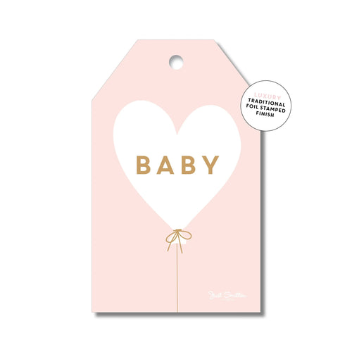 Baby Heart Balloon PINK | Gift Tag