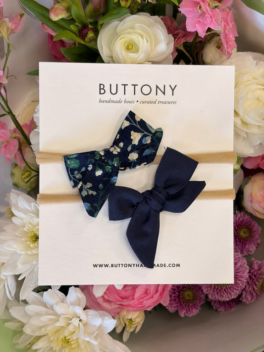 My First Bows | Navy Floral