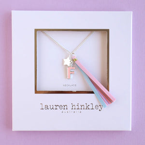 Pink Glitter Initial Necklace