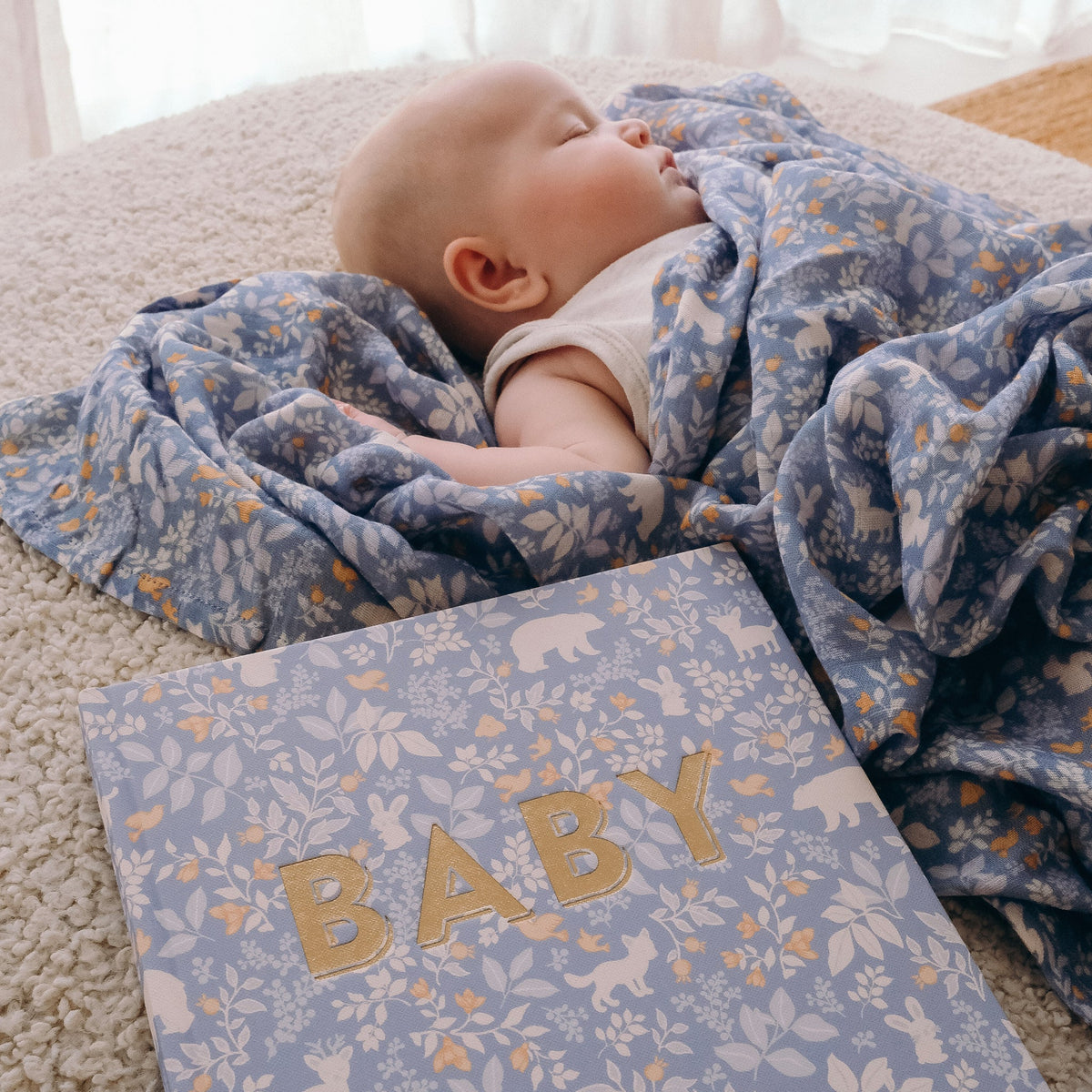 Forest Friends Cornflower Organic Muslin Wrap Swaddle