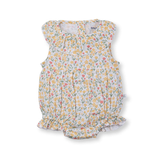 Frill Neck Romper | Lemon Floral