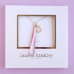 Pink Glitter Initial Necklace