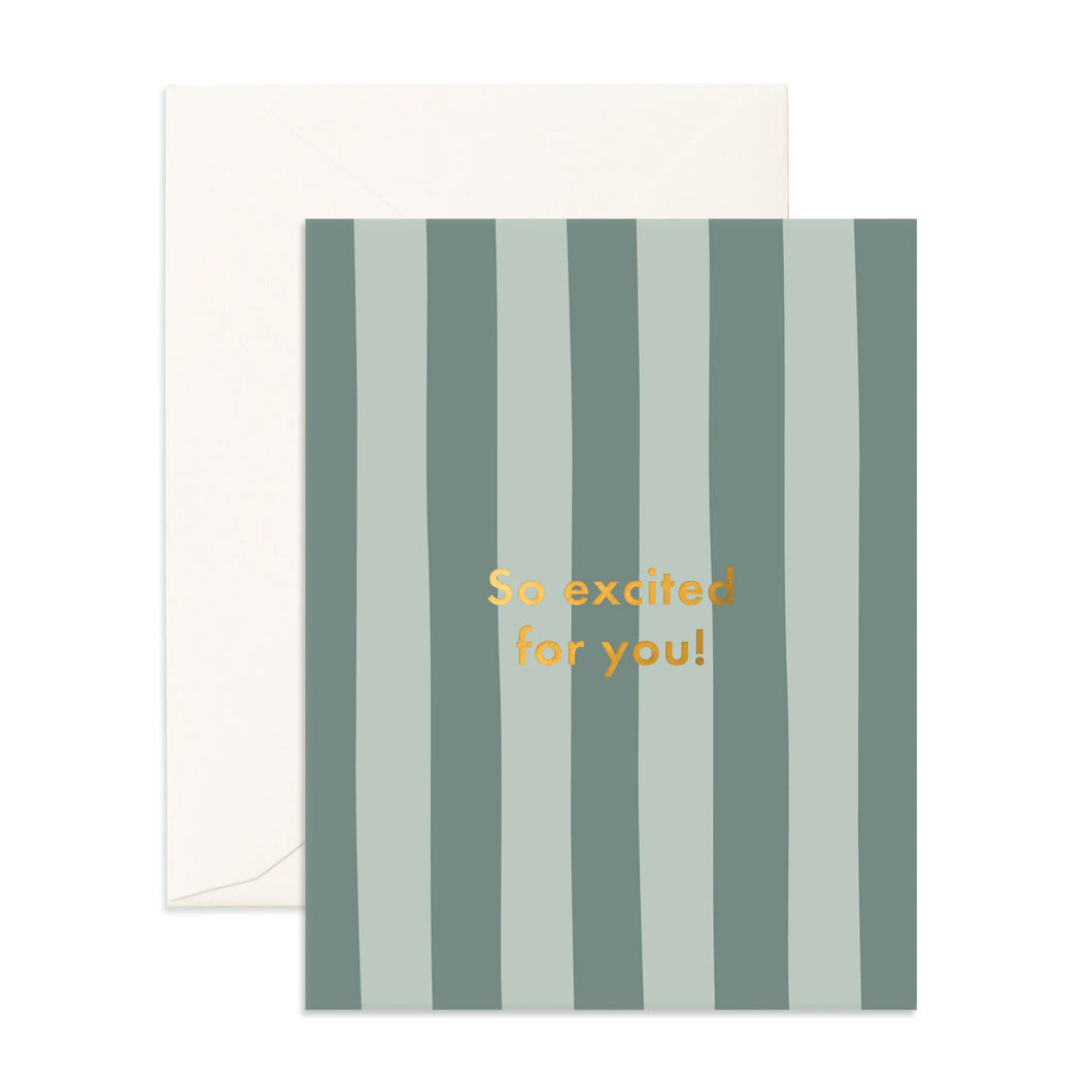 So Excited Sage Stripe Greeting Card