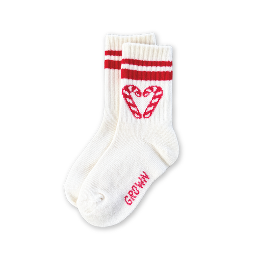 Candy Cane Heart Socks Milk