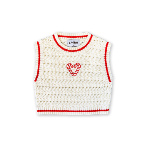 Organic Candy Cane Heart Vest | Milk