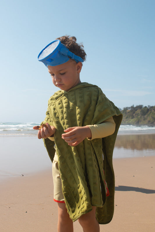 Terry Towelling Flow Poncho | Leaf