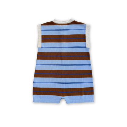 Organic Knitted Club Stripe Button-Up Romper - Bubble