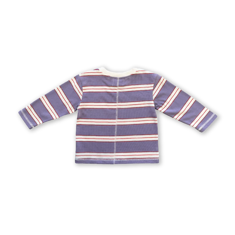 Cotton Sports Stripe LS Tee - Mauve