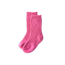 Load image into Gallery viewer, Cotton Slub Chunky Rib Socks - Raspberry