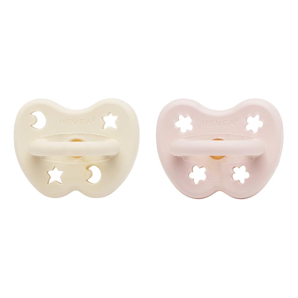 Natural Rubber Pacifier | Orthodontic | 0-3M | Milky White + Powder Pink