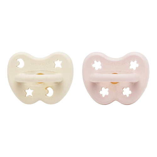 Natural Rubber Pacifier | Round | 0-3M | Milky White + Powder Pink