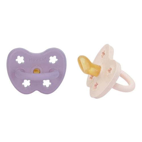 Natural Rubber Pacifier | Orthodontic | 3-36M | Powder Pink + Lavender