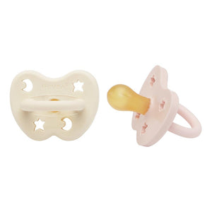 Natural Rubber Pacifier | Round | 0-3M | Milky White + Powder Pink