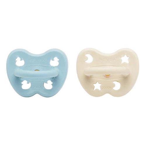 Natural Rubber Pacifier | Round | 0-3M | Milky White + Baby Blue