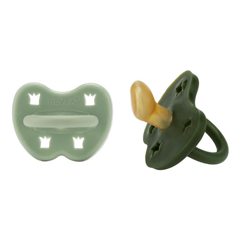 Natural Rubber Pacifier | Orthodontic | 3-36M | Moss Green + Deep Forest Green