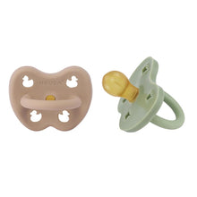 Load image into Gallery viewer, Natural Rubber Pacifier | Round | 3-36M | Tan Beige + Moss Green