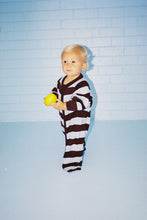 Load image into Gallery viewer, Organic Stripe Zipper Knit Starsuit - Plum &amp; Haze