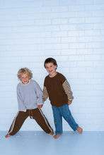 Load image into Gallery viewer, Organic Stripe Sleeve Knit Pull Over - Espresso