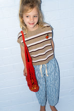 Load image into Gallery viewer, Organic Stripe Apple Knit Vest - Oatmilk