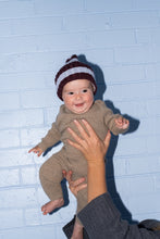 Load image into Gallery viewer, Organic Striped Pixie Knit Beanie - Plum &amp; Haze