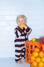Load image into Gallery viewer, Organic Stripe Zipper Knit Starsuit - Plum &amp; Haze