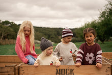 Load image into Gallery viewer, Organic Striped Pixie Knit Beanie - Plum &amp; Haze
