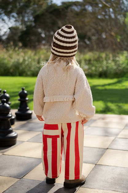 Organic Striped Pixie Rib Beanie - Espresso