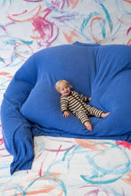 Load image into Gallery viewer, Organic Rib Stripe Knit Zipper Jumpsuit - Espresso &amp; Milk