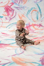 Load image into Gallery viewer, Organic Rib Stripe Knit Zipper Jumpsuit - Espresso &amp; Milk