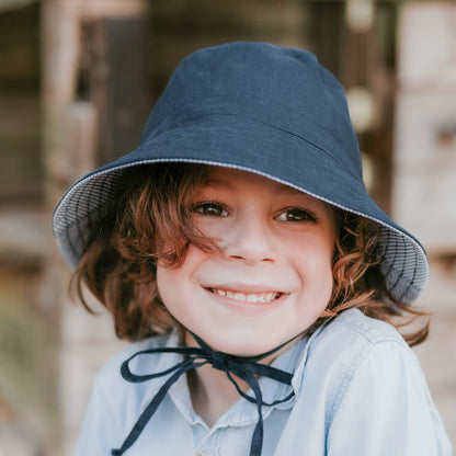 'Explorer' Reversible Classic Bucket Hat | Charlie/Indigo