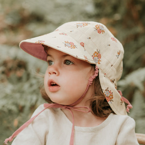 Lounger' Baby Reversible Flap Sun Hat | Primrose/Rosa SIZE 0-3M and 6-12M