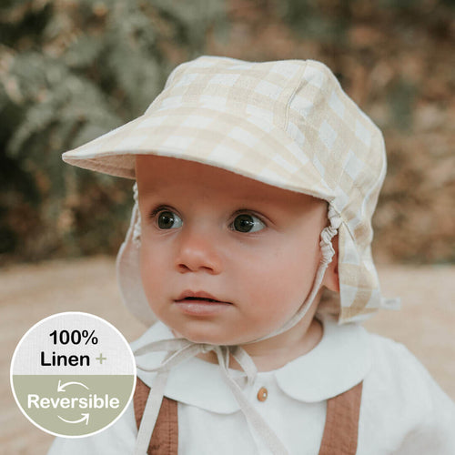 'Lounger' Baby Reversible Flap Sun Hat | Flynn/Flax