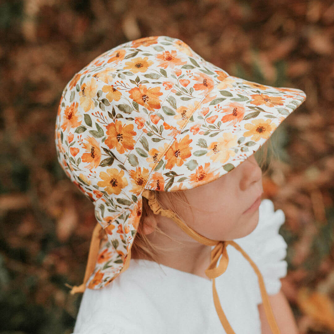 'Lounger' Baby Reversible Flap Sun Hat | Margaret/Maize