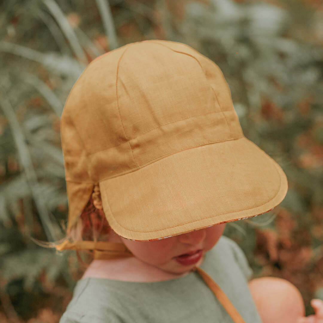 'Lounger' Baby Reversible Flap Sun Hat | Margaret/Maize