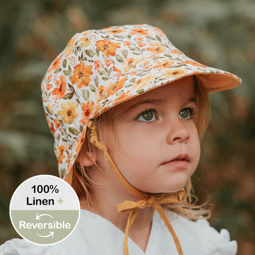 'Lounger' Baby Reversible Flap Sun Hat | Margaret/Maize